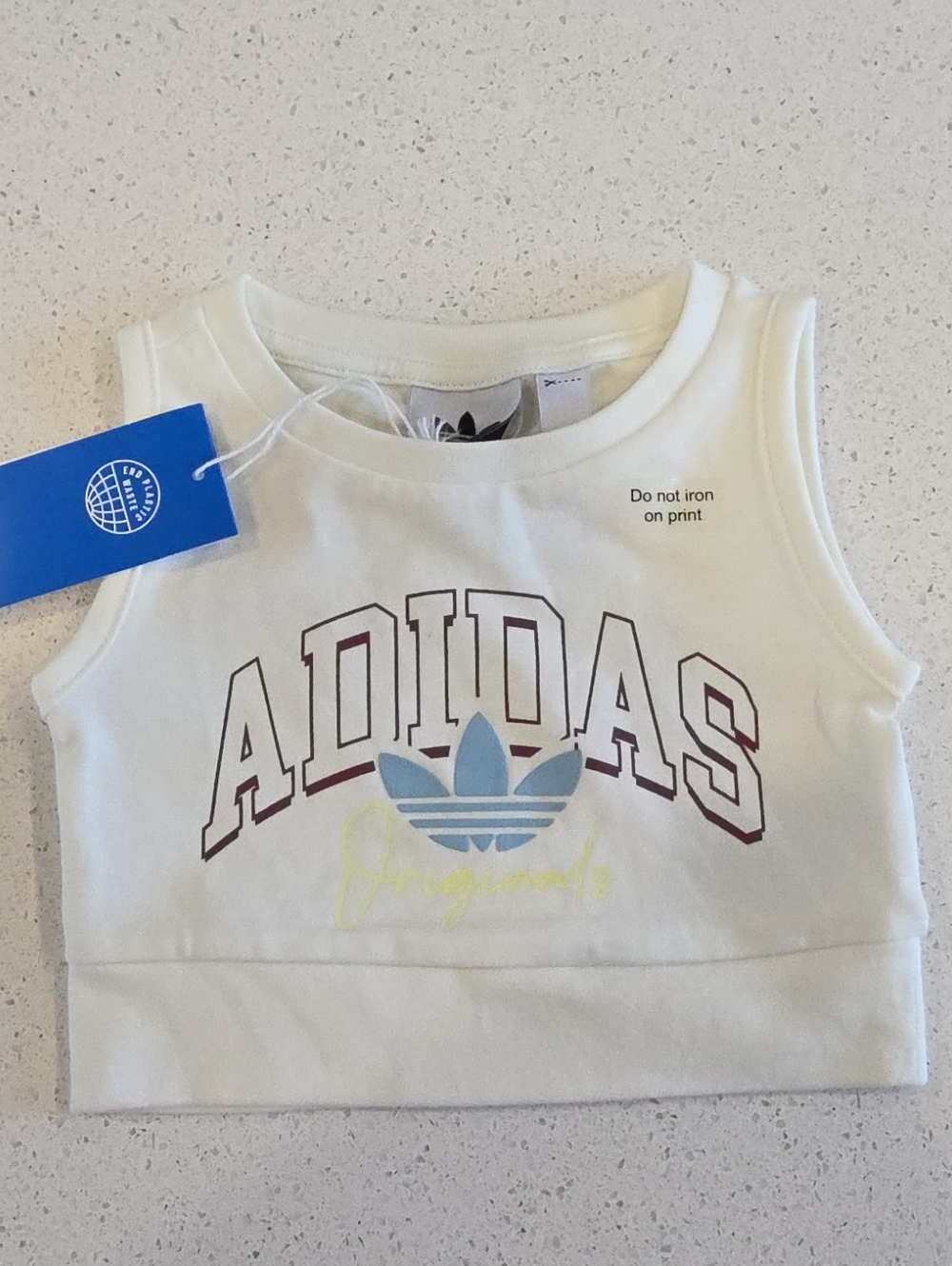 adidas White Tank with Multicolor Logo